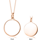 925 Sterling Silver Customized Color Photo with Name/Text in Round Pendant Necklace-Platinum/Yellow Gold/Rose Gold Plated