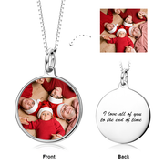 Personalized  925 Sterling Silver Adjustable 16”-20” Color Photo with Name/Text Necklace