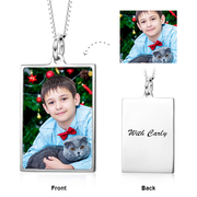 Personalized Color Photo&Text Dogtags Necklace Adjustable 16”-20” in Sterling Silver