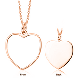 Copper/925 Sterling Silver Personalized Color Photo and Engraved in Love Heart Pendant Necklace Adjustable 16”-20”