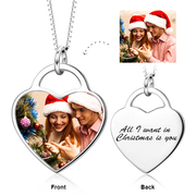 14K Gold Customize Your Color Photo&Text in Love Heart Pendant Necklace