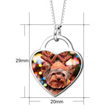 Christmas Gift-925 Sterling Silver Customize Pets' Color Photo&Text in Love Heart Pendant Necklace