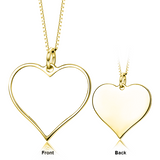 14K Gold Customize Your Color Photo and Engraved Text in Love Heart Pendant Necklace