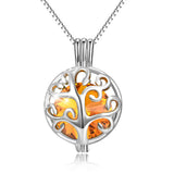 925 Sterling Silver Twelve Months Bithstones Life Tree Pendant Necklace