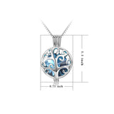 925 Sterling Silver Twelve Months Bithstones Life Tree Pendant Necklace