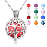 925 Sterling Silver Twelve Months Bithstones Life Tree Pendant Necklace