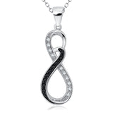 925 Sterling Silver Number Eight Knot Necklace Charm Pendant with Chain Good Luck