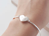 925 Sterling Silver Personalized Love Heart Signature Bangle