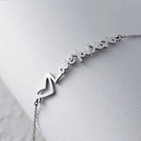 925 Sterling Silver Personalized Heart Handwriting Name Bracelet Adjustable 6”-7.5”