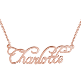 Copper/925 Sterling Silver Personalized "Charlotte" Style  Name Necklace - Adjustable 16”-20”