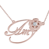 "Amy"Style 14k Gold Personalized  Crystal Inlay Name Necklace Adjustable 16”-20”-White Gold /Yellow Gold/Rose Gold