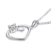 925 Sterling Silver Love Heart Cubic Zircon Pendant Necklace