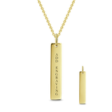 14K Gold Personalized  Engravable Vertical Bar Necklace Adjustable 16”-20”-White Gold/Yellow Gold/Rose Gold