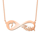 'In My Footsteps' -Copper/925 Sterling Silver Personalized Infinity Name Necklace Adjustable 16”-20”