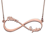 925 Sterling Silver Personalized Infinity Necklace With Two Name  Adjustable 16”-20"