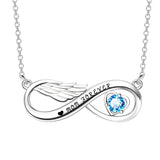 yafeini Custom Name Necklace Personalized Jewelry Copper 925 Sterling Silver Adjustable 16”-20” - Infinity Angel Wing  With Birthstone