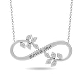 Copper/925 Sterling Silver Personalized Infinity Leaf  Name Necklace-Rose Gold/Yellow Gold/White Gold Plated