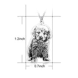 Personalized  Engraved Pets Photo Pendant Necklace Adjustable 16”-20” in 925 Sterling Silver