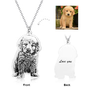 Personalized  Engraved Pets Photo Pendant Necklace Adjustable 16”-20” in 925 Sterling Silver