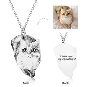 925 Sterling Silver Personalized Pets Photo Engraved Necklace Adjustable 16”-20”