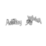 925 Sterling Silver Personalized Script Name Stud Earrings