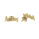 925 Sterling Silver Personalized Script Name Stud Earrings