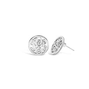 10K/14K Gold Personalized Circle Stud Monogram Earrings