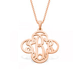 14K Gold Personalized Cross Monogram Pendant Necklace Adjustable 16”-20”