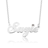 14K Gold Personalized Crystal Name Necklace  Adjustable 16”-20”