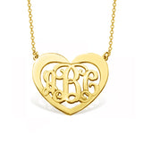 Copper/925 Sterling Silver Personalized Heart Monogram Necklace with Name Adjustable 16”-20”