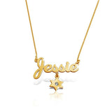 Copper/925 Sterling Silver Personalized  Star Birthstone Charm Name Necklace Adjustable 16”-20”