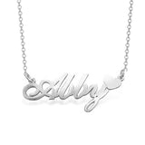 Ally - 925 Sterling Silver Personalized Name Necklace With Heart Adjustable 18”-20”