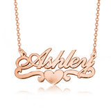 14K Gold Personalized Name Necklace With Heart Adjustable 16”-20”