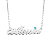 Alessia - 925 Sterling Silver Personalized Birthstone Name Necklace  Adjustable 16”-20”