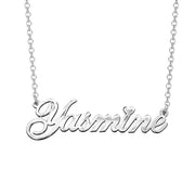 Yasmine - 925 Sterling Silver Personalized Classic Cursive Heart Name Necklace Adjustable 18”-20”