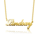 Lindsay - 925 Sterling Silver Personalized Classic Cursive Name Necklace Adjustable 18”-20”