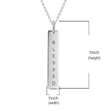 14K Gold Personalized  Engravable Vertical Bar Necklace Adjustable 16”-20”-White Gold/Yellow Gold/Rose Gold