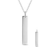 Copper/925 Sterling Silver Personalized  Engravable Vertical Bar Necklace Adjustable 16”-20”