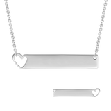 Copper/925 Sterling Silver Personalized Heart Engravable Bar Necklace Adjustable 18”-20”