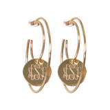 Copper/925 Sterling Silver Personalized Monogram Hoop Earrings