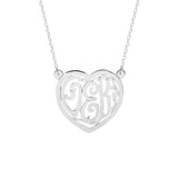 925 Sterling Silver Custom Monogram Heart Necklace Adjustable 16”-20”