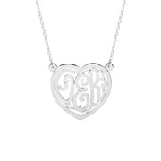 925 Sterling Silver Custom Monogram Heart Necklace Adjustable 16”-20”