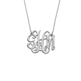 925 Sterling Silver Personalized Celebrity Monogram Necklace Adjustable 16”-20”