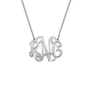 925 Sterling Silver Personalized Celebrity Monogram Necklace Adjustable 16”-20”