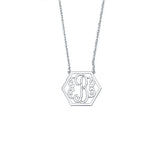 925 Sterling Silver Personalized Hexagon Initial Necklace Adjustable 16”-20”