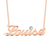 Louise - Copper/925 Sterling Silver/10K/14K/18K Personalized Name Necklace with Birthstone  Adjustable 18”-20”