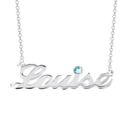 Louise - Copper/925 Sterling Silver/10K/14K/18K Personalized Name Necklace with Birthstone  Adjustable 18”-20”