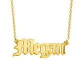 Megan - 925 Sterling Silver Personalized Old English Name Necklace Adjustable 18”-20”