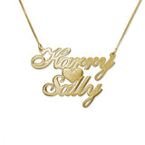 925 Sterling Silver Personalized Two Names & Heart Pendant Necklaces Adjustable Chain 16”-20”