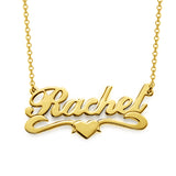 Rachel - 925 Sterling Silver/10K/14K/18K  Personalized Middle Heart Name Necklace Adjustable 18”-20”